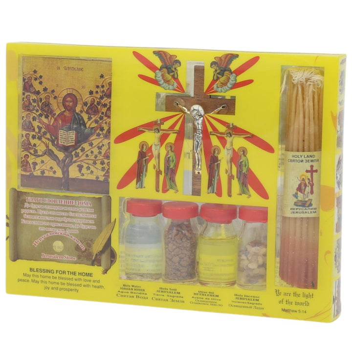 Home Blessing Kit Bottles, Cross & Candles from The Holy Land Jerusalem