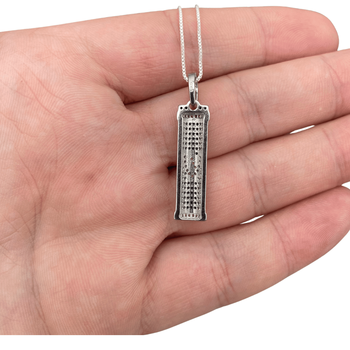 Silver and Black Mezuzah Pendant with Shin Letter