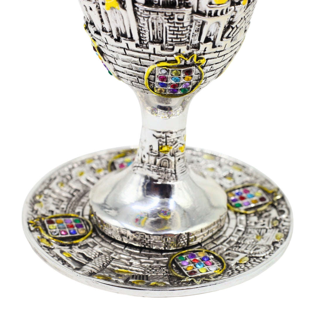 Shabbat Kiddush Cup Glass (Gold & Silver Plated)