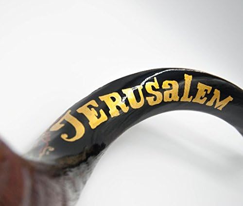 Extra Large Yemenite Shofar horn 40-42" hand painted with City of Jerusalem