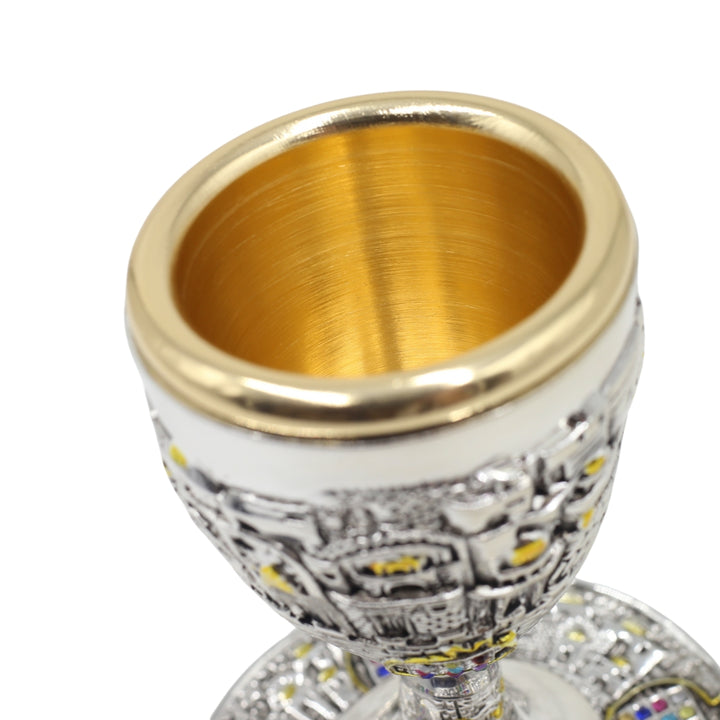 Shabbat Kiddush Cup Glass (Gold & Silver Plated)