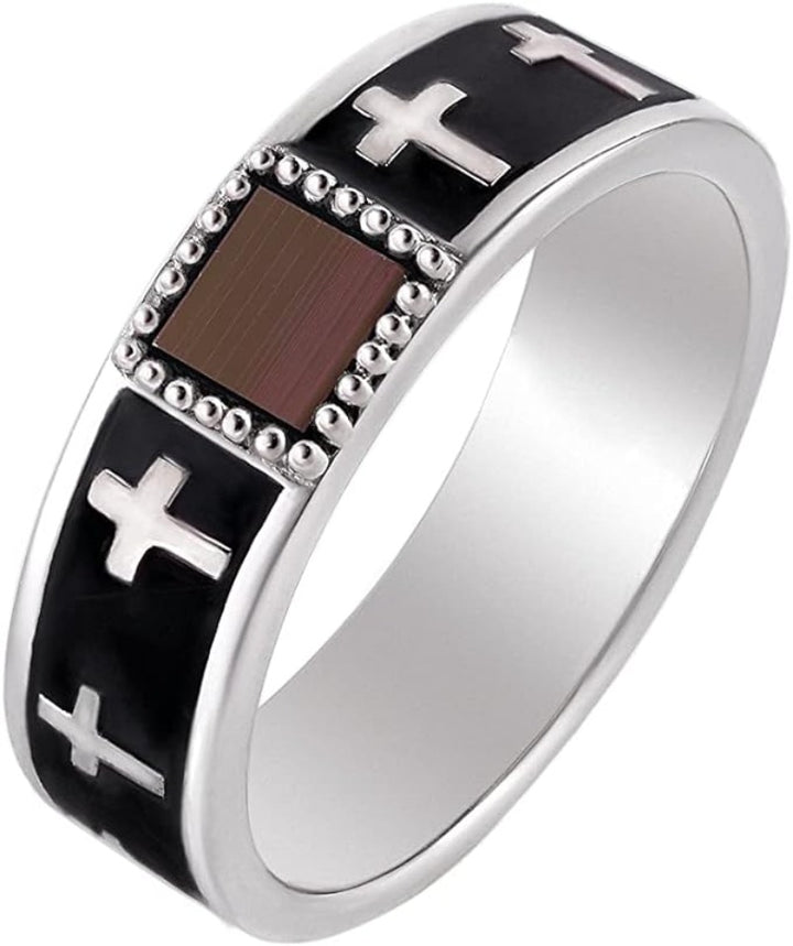 Silver Ring Nano Sim New Testament with Black Enamel - Cross