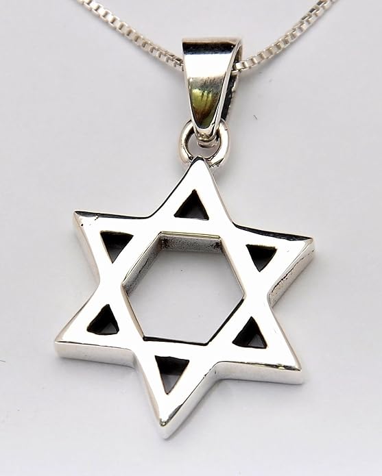 Star of David Pendant with Chain 925 Sterling Silver, Sterling Silver, No Gemstone