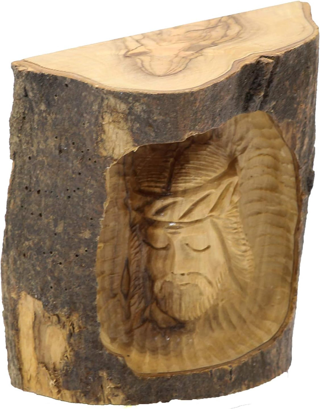 Olive Wood Jesus Head Wood Craved from Bethlehem with a Certificate Made in The Holy Land (4.5'')