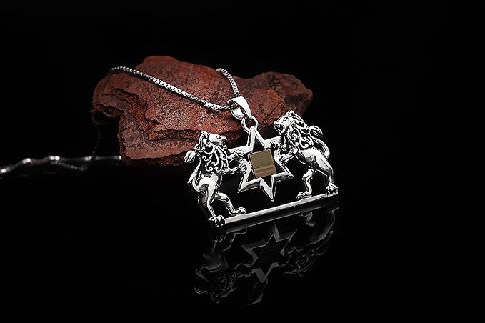 Lion of Judah with Star of David Nano Sim Old Bible Silver Pendant