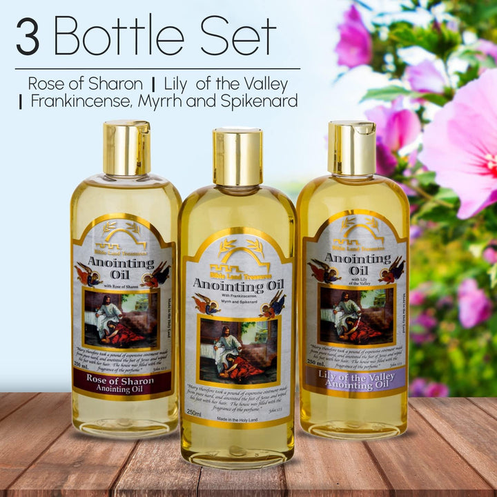 3 Bottle Set of Holy Land Treasures Anointing Oils 8.45 fl. oz | 250 ml