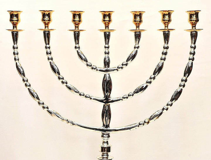 Huge Menorah Gold & Silver Plated from Holy Land Jerusalem H/86 x W/48 cm