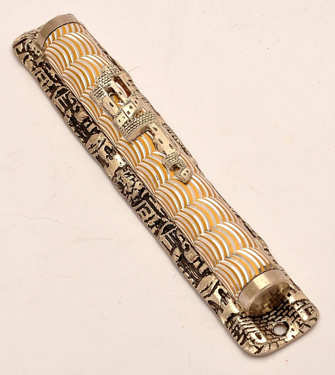 Jerusalem Metal Mezuzah in Silver Plated