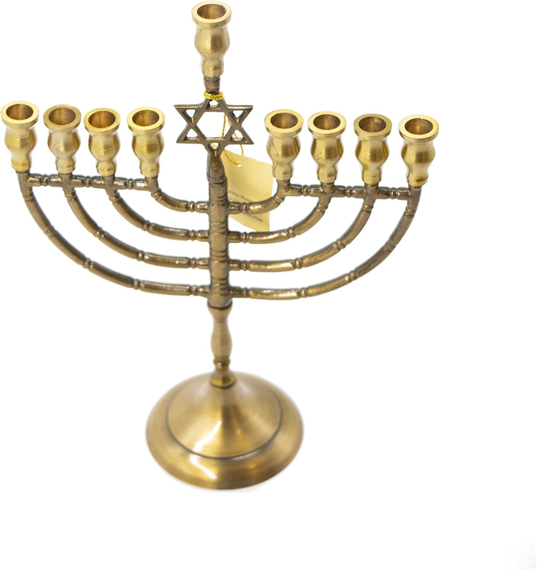 Jerusalem Star of David Gold-Plated Hanukkah Menorah from the Holy Land, 27 cm x 20 cm