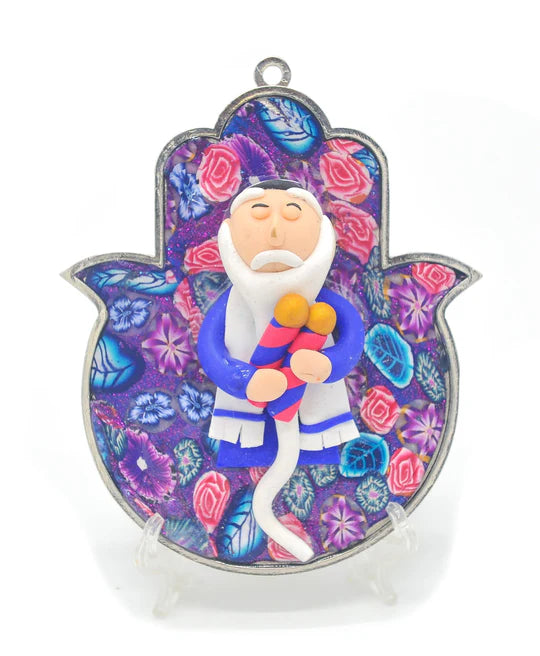 HAMSA Hand Fimo Blessings Figure - Home Blessing Wall Hanging (14.5cm x 12cm)