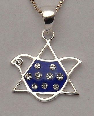 Magen David Pigeon Pendant with Swarovski Crystal in Sterling Silver 925