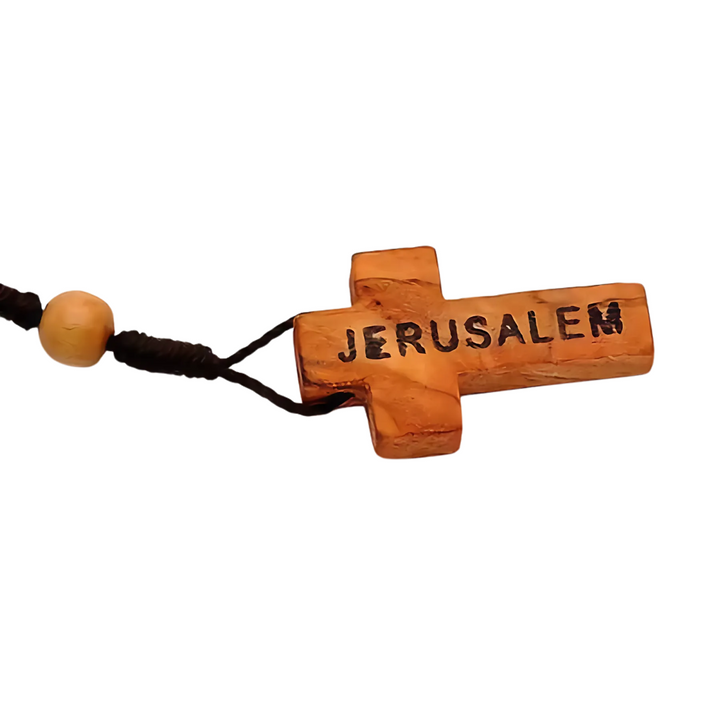 Olivewood Rosary Cross From The Holy Land Jerusalem