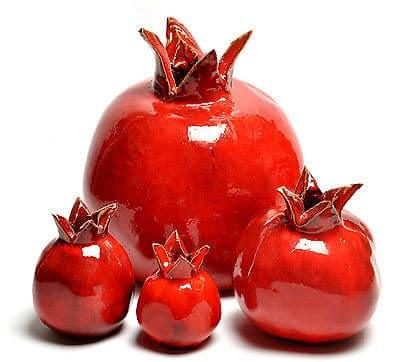 Red Pomegranate Hands Made Yigal Art Ceramic