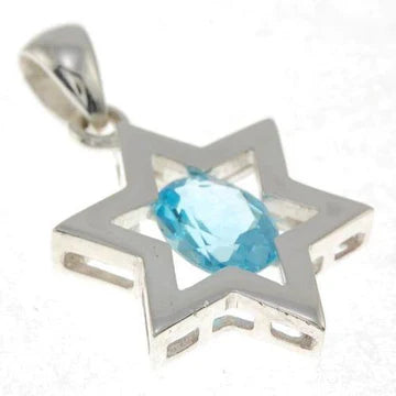 Star of David ( Magen David ) Pendant Crystal Gemstone Silver 925.