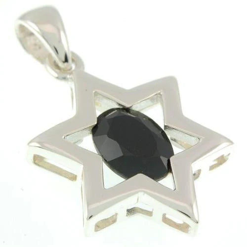 Star of David ( Magen David ) Pendant Crystal Gemstone Silver 925.