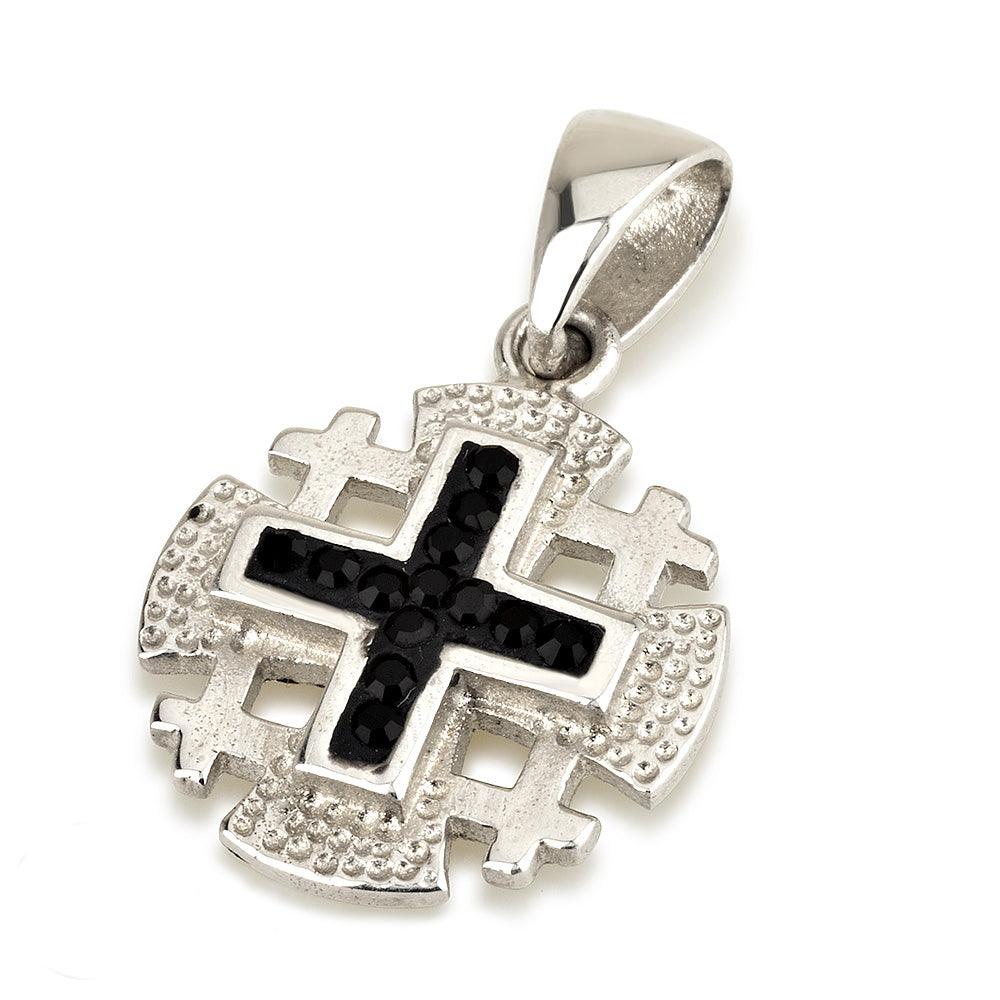 Jerusalem Cross Pendant 925 Sterling Silver With Gemstones Colors