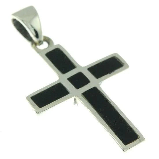 Christian Cross Pendant in Abalone Color + 925 Silver Necklace