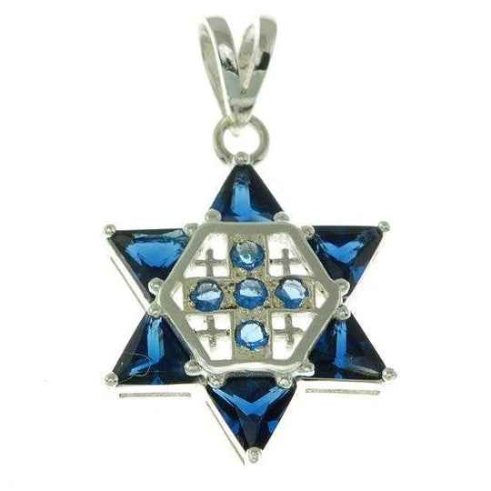 Star of David with Jerusalem Cross Pendants - Sterling Silver 925