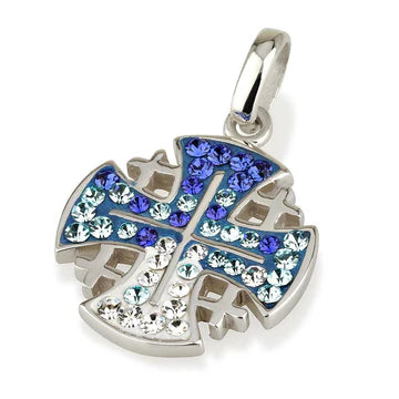 Jerusalem Cross Pendant Swarovski Gemstones Sterling Silver 925