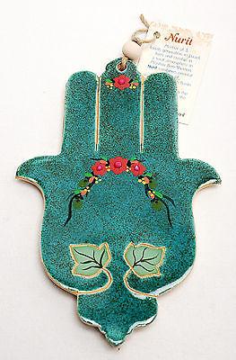 Hamsa Hand Wall Hanging with Evil Eye – Kabbalah Luck Ceramics from Holy Land