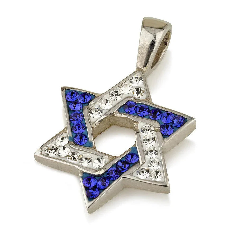 Star of David Pendant with Gemstones + Sterling Silver Necklace