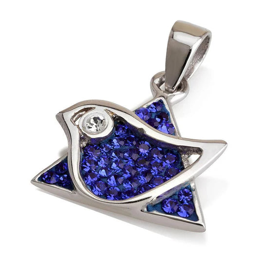 New Star of David Pigeon Pendant Gemstone +Silver Necklace