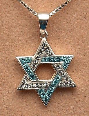 Magen David Star Of David Pendant With Crystal Gemstone Sterling Silver 925