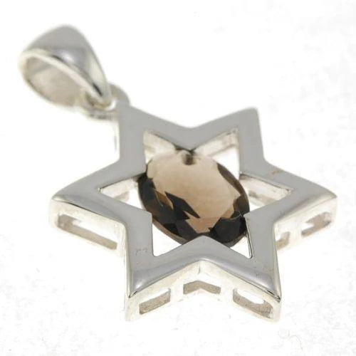 Star of David ( Magen David ) Pendant Crystal Gemstone Silver 925.