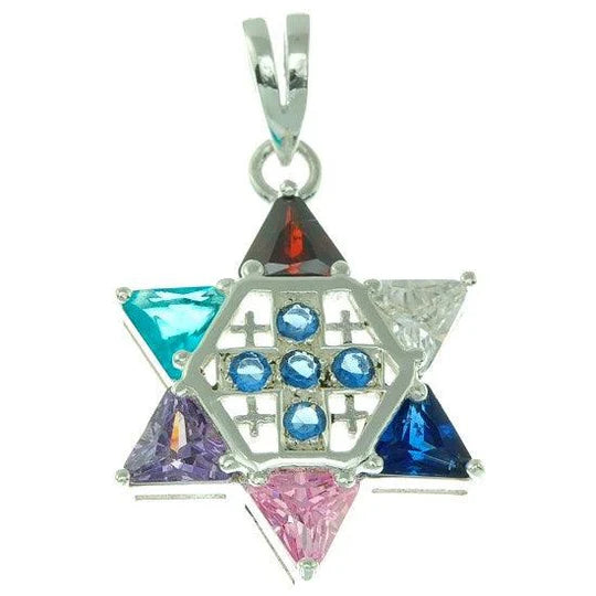 Star of David with Jerusalem Cross Pendants - Sterling Silver 925