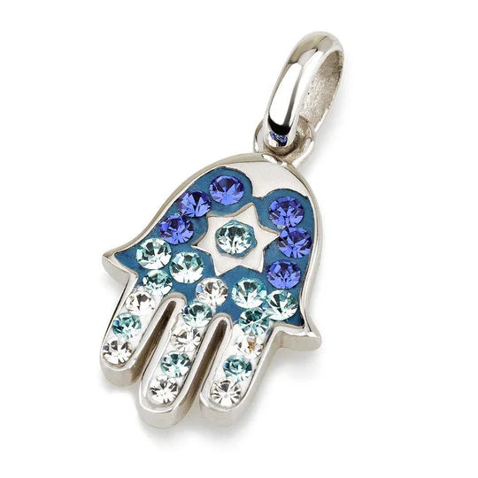 HAMSA SILVER PENDANT WITH GEMSTONES + 925 STERLING SILVER CHAIN