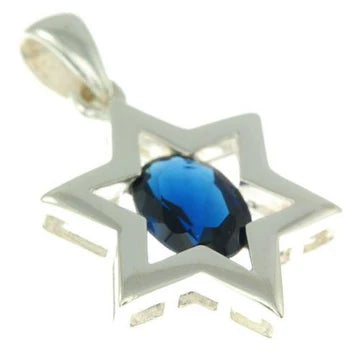 Star of David ( Magen David ) Pendant Crystal Gemstone Silver 925.