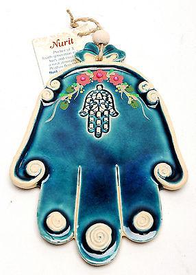 HAMSA HAND WALL HANGING WITH EVIL EYE – KABBALAH LUCK CERAMICS FROM HOLY LAND