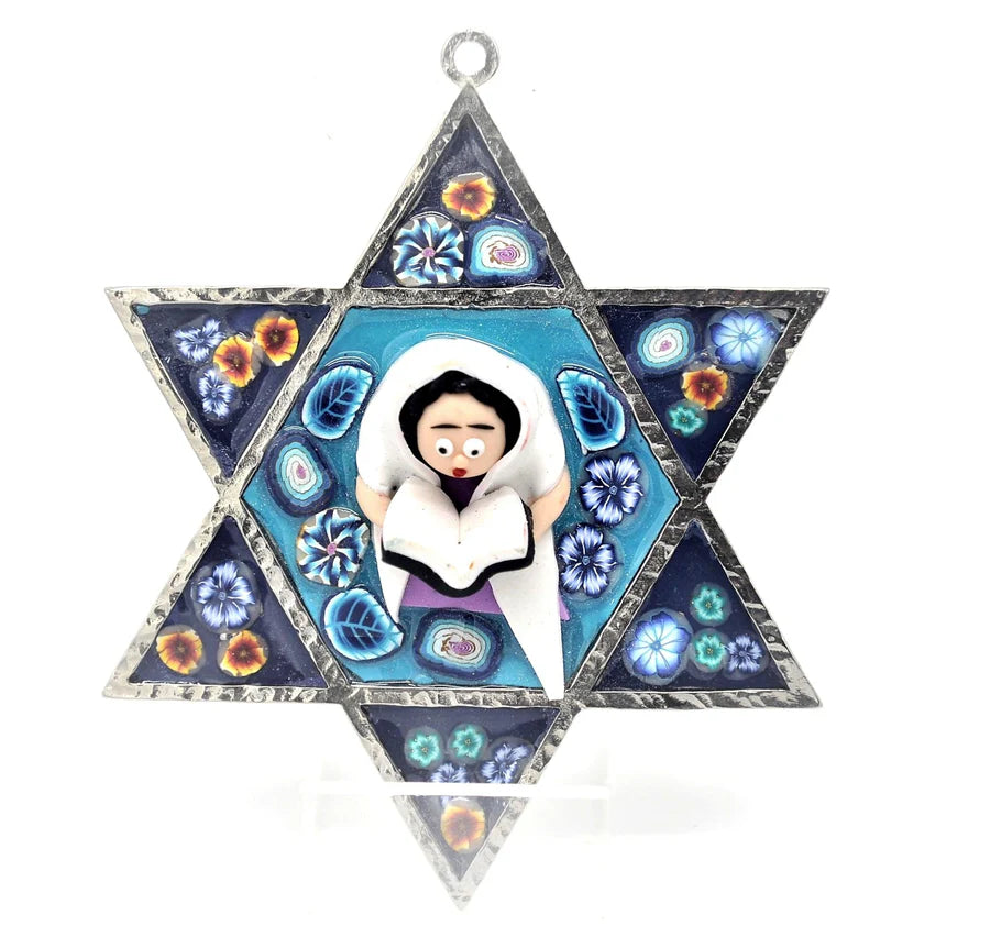 Star of David Fimo Blessings figure for Home Blessing Wall Hanging large