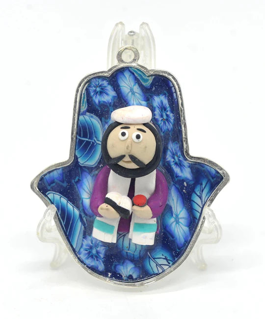 Hamsa Hand Fimo Blessings Figure - Home Blessing Wall Hanging #14 (10cm x 8.5cm)