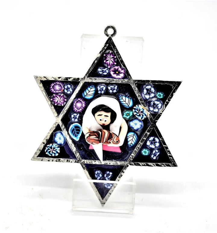 Star of David Fimo Blessings figure for Home Blessing Wall Hanging large