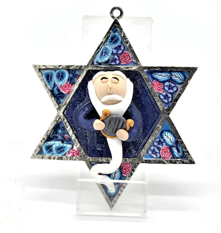 Star of David Fimo Blessings figure for Home Blessing Wall Hanging large