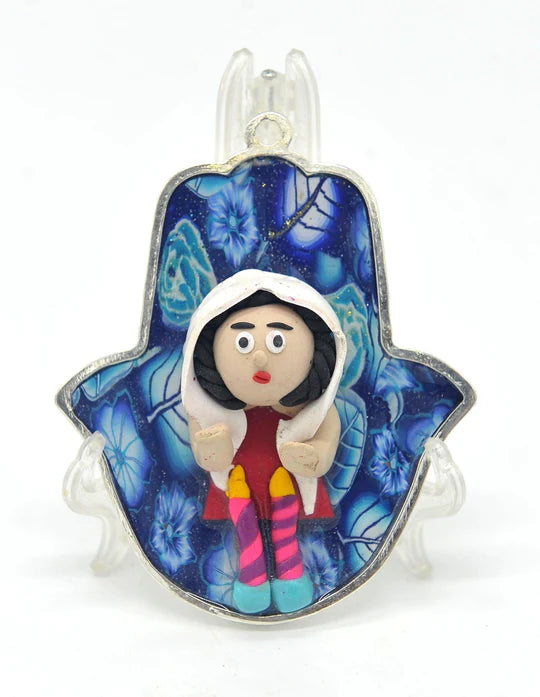 Hamsa Hand Fimo Blessings Figure - Home Blessing Wall Hanging #14 (10cm x 8.5cm)