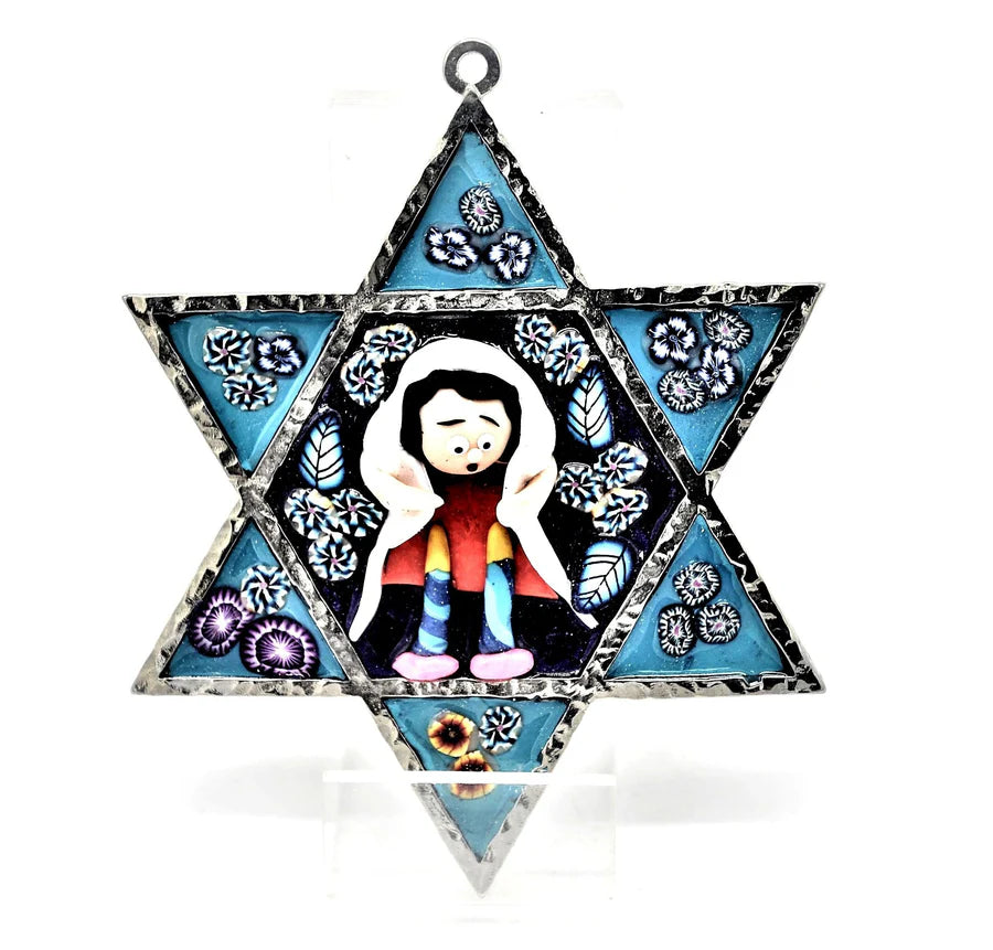 Star of David Fimo Blessings figure for Home Blessing Wall Hanging large