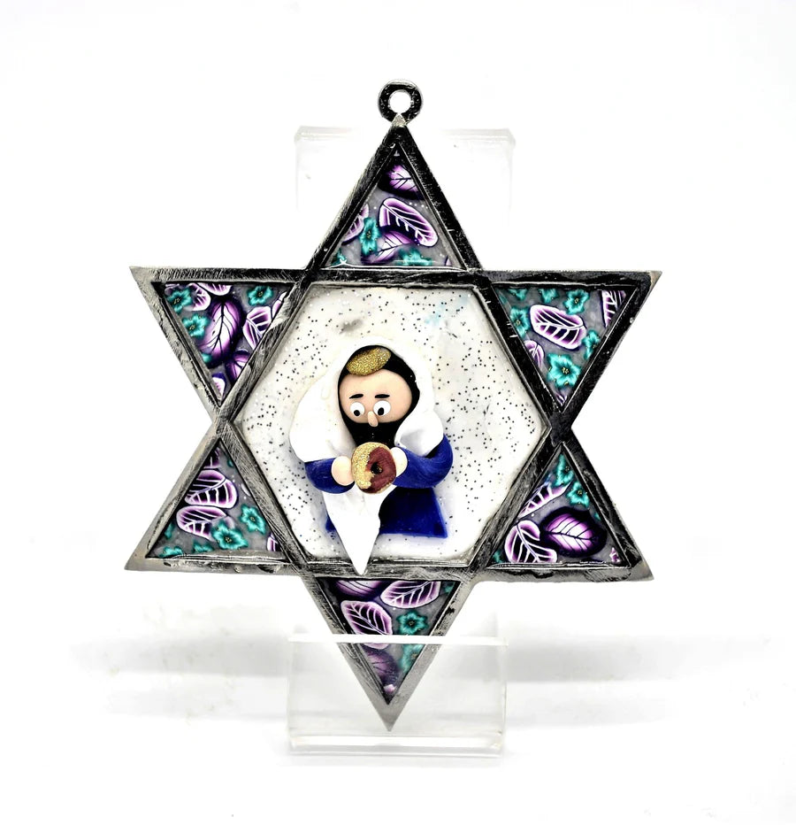 Star of David Fimo Blessings figure for Home Blessing Wall Hanging large