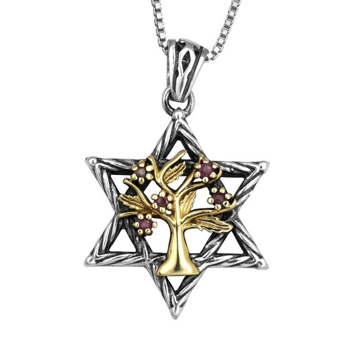 A Unique Silver Star of David and Tree of Life Style Pendant Necklace | An awesome anniversary and, From Israel | Religious Jewelry