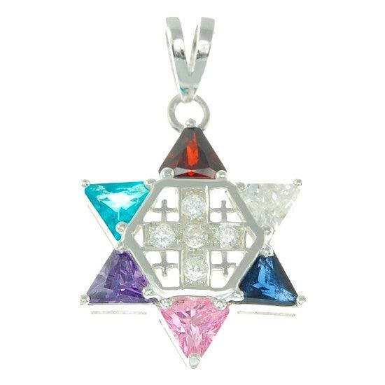 Star of David with Jerusalem Cross Pendants - Sterling Silver 925