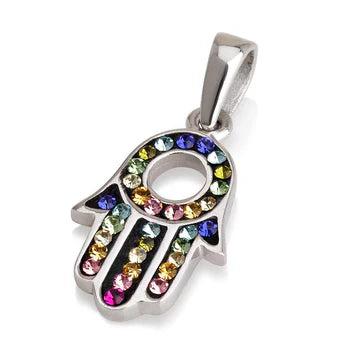 Hamsa Charm Pendant Necklace Kabbalah luck hand 925 Sterling Silver