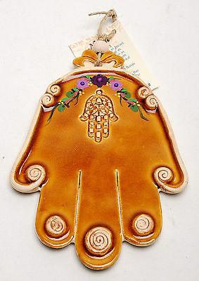 HAMSA HAND WALL HANGING WITH EVIL EYE – KABBALAH LUCK CERAMICS FROM HOLY LAND