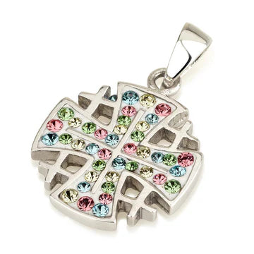 Jerusalem Cross Pendant Swarovski Gemstones Sterling Silver 925