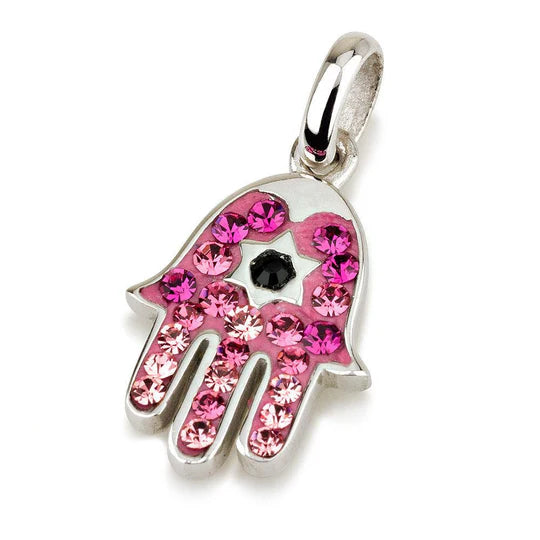 HAMSA SILVER PENDANT WITH GEMSTONES + 925 STERLING SILVER CHAIN