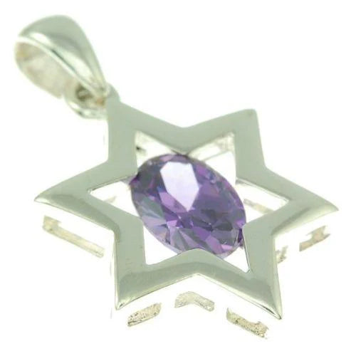 Star of David ( Magen David ) Pendant Crystal Gemstone Silver 925.