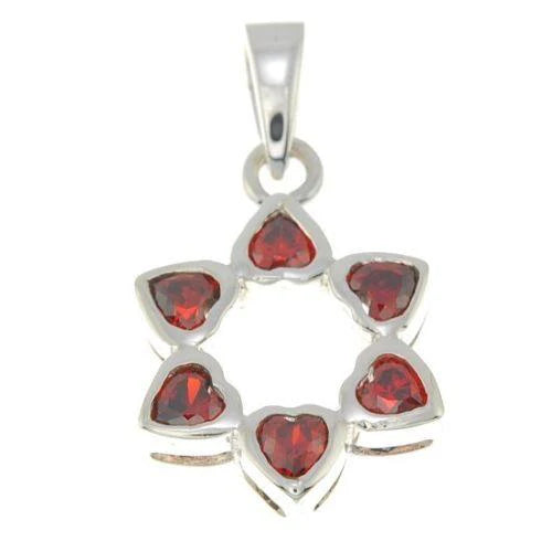 Star of David Pendant Gemstones + 925 Sterling Silver Necklace