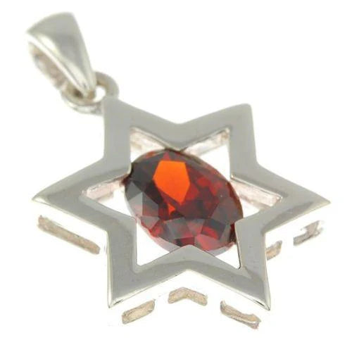 Star of David ( Magen David ) Pendant Crystal Gemstone Silver 925.