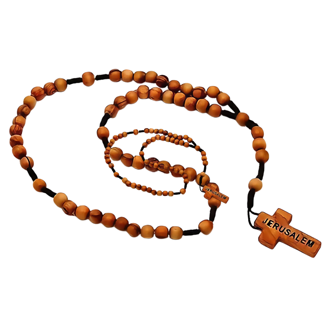 Olivewood Rosary Cross From The Holy Land Jerusalem