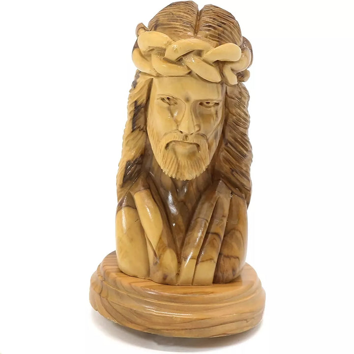 Olive Wood Jesus Head Figure from Bethlehem with a Certificate Made